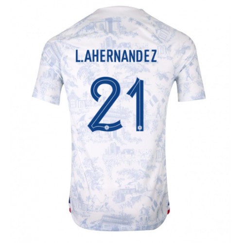 Fotbalové Dres Francie Lucas Hernandez #21 Venkovní MS 2022 Krátký Rukáv